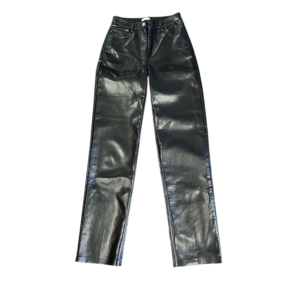 Aritzia Wilfred The Melina Pant Faux Leather Pants High Waisted Straight Leg 2